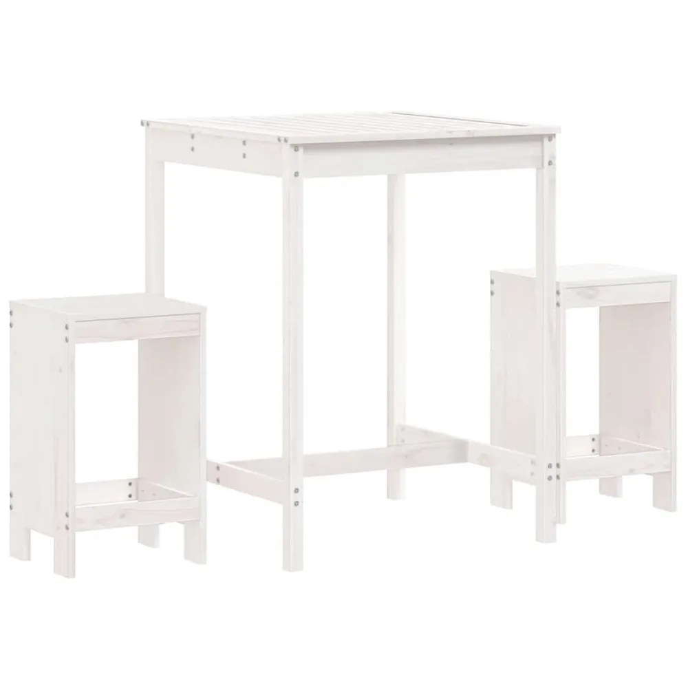 Ensemble de bar de jardin 3 pcs blanc bois de pin massif