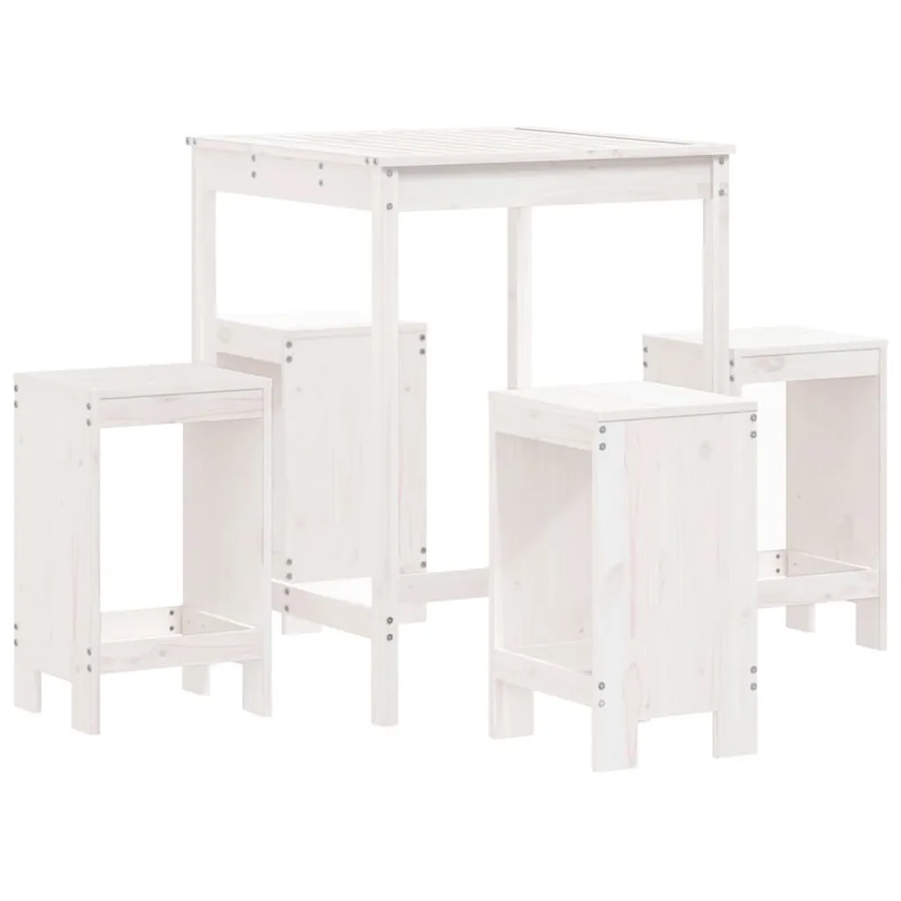 Ensemble de bar de jardin 5 pcs blanc bois massif de pin