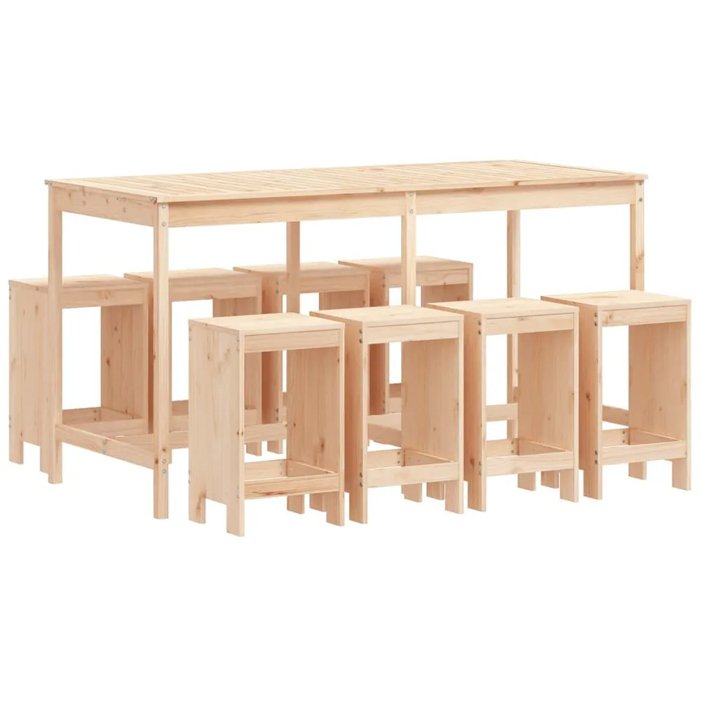 Ensemble de bar de jardin 9 pcs Bois de pin massif