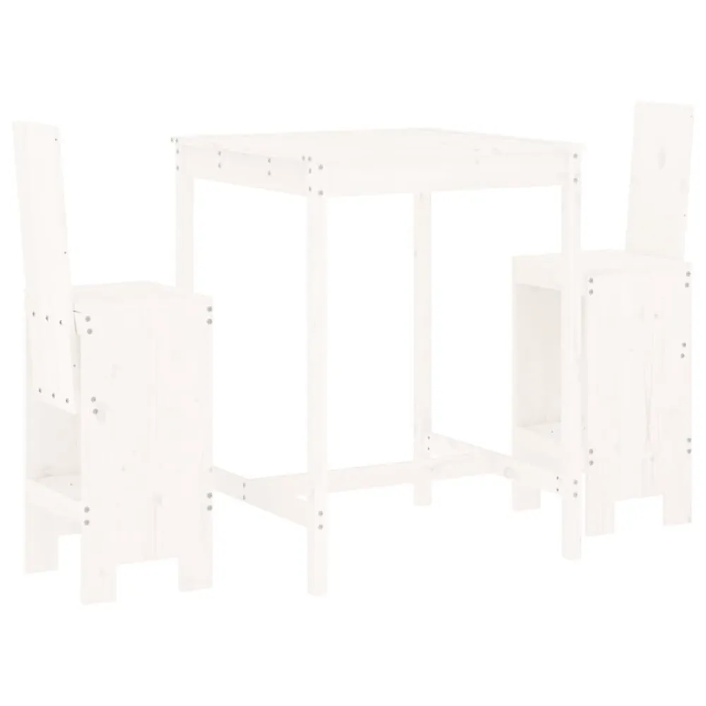 Ensemble de bar de jardin 3 pcs blanc bois de pin massif