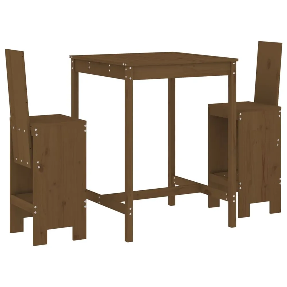 Ensemble de bar de jardin 3 pcs marron miel bois pin massif