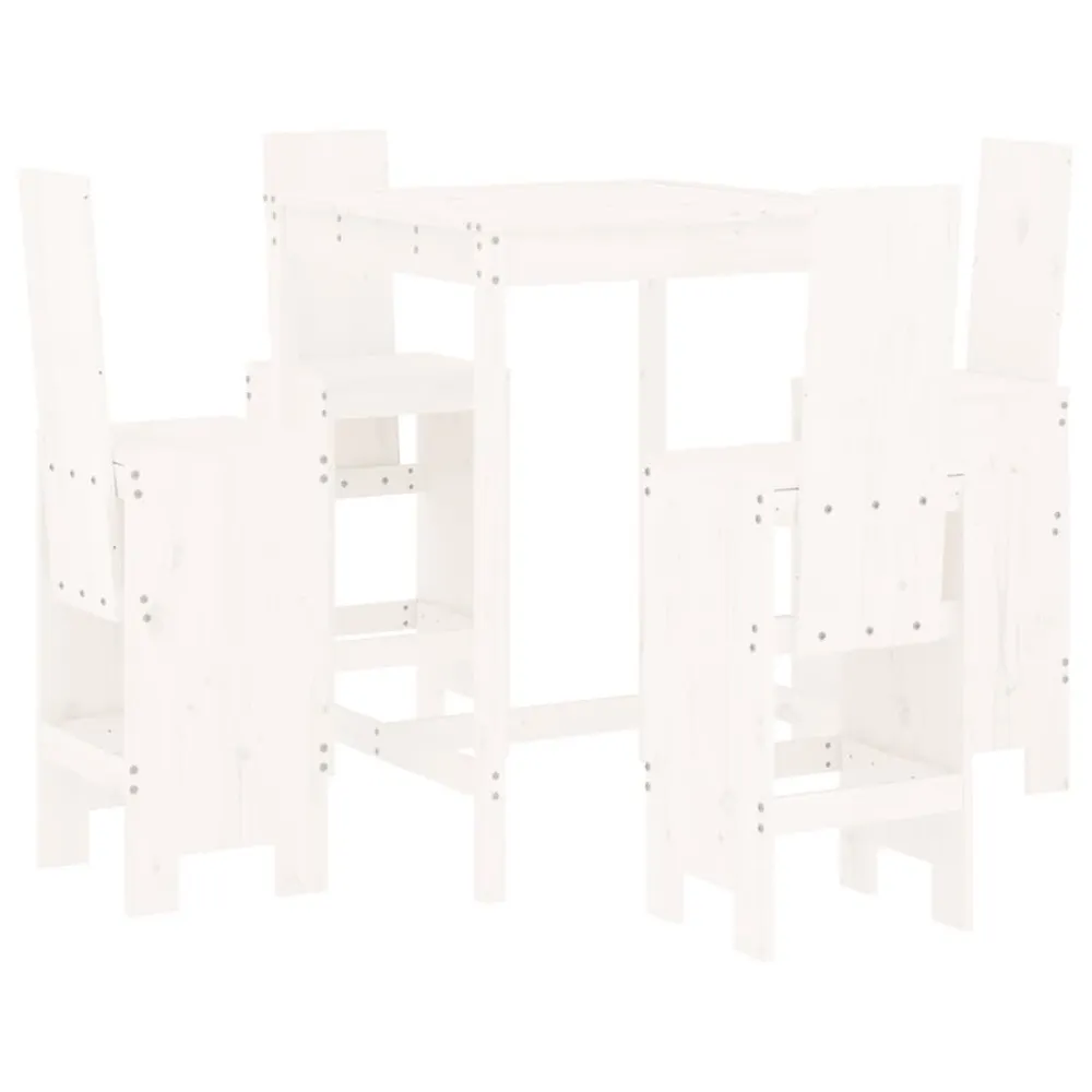 Ensemble de bar de jardin 5 pcs blanc bois massif de pin