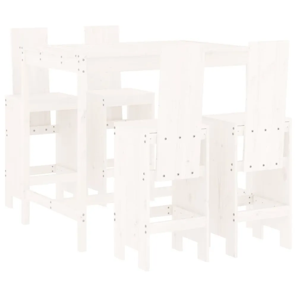 Ensemble de bar de jardin 5 pcs blanc bois massif de pin