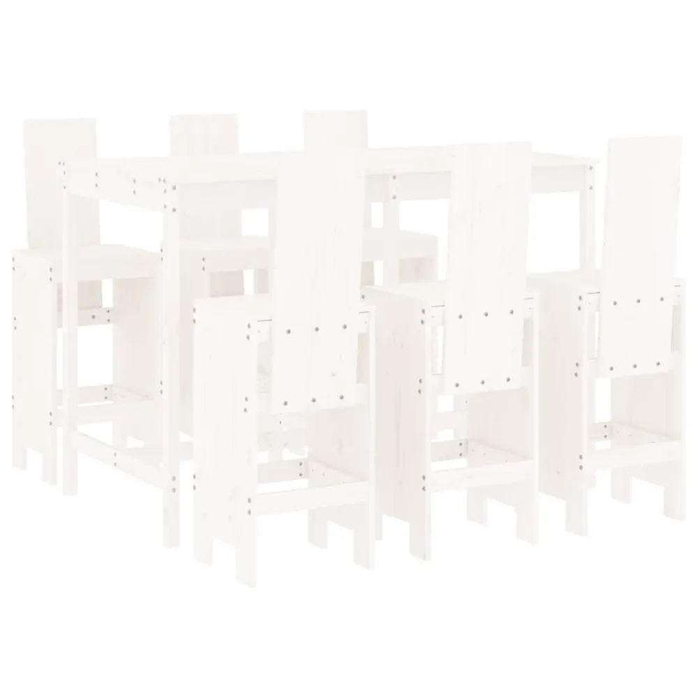 Ensemble de bar de jardin 7 pcs blanc bois de pin massif