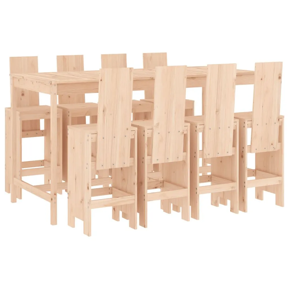 Ensemble de bar de jardin 9 pcs Bois de pin massif