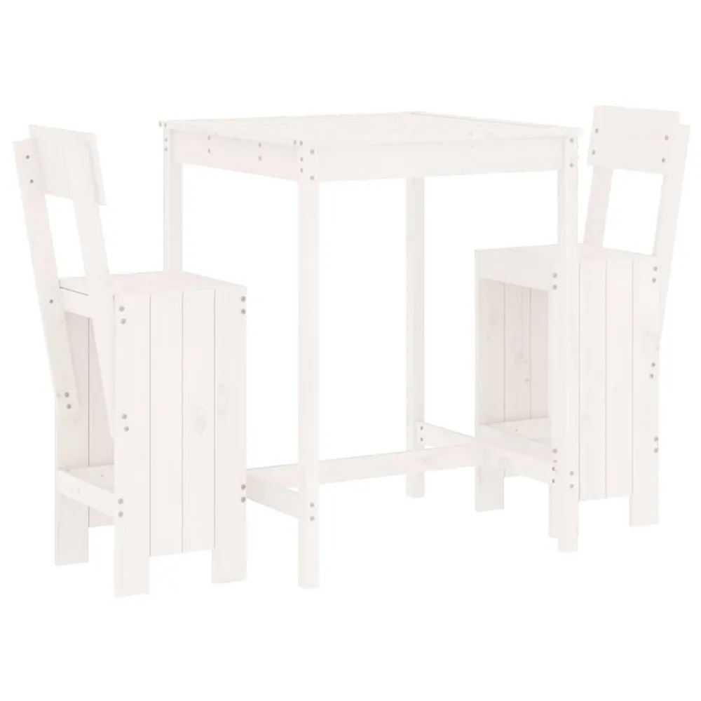 Ensemble de bar de jardin 3 pcs blanc bois de pin massif