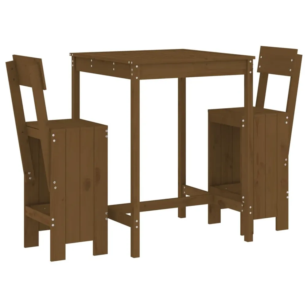 Ensemble de bar de jardin 3 pcs marron miel bois pin massif