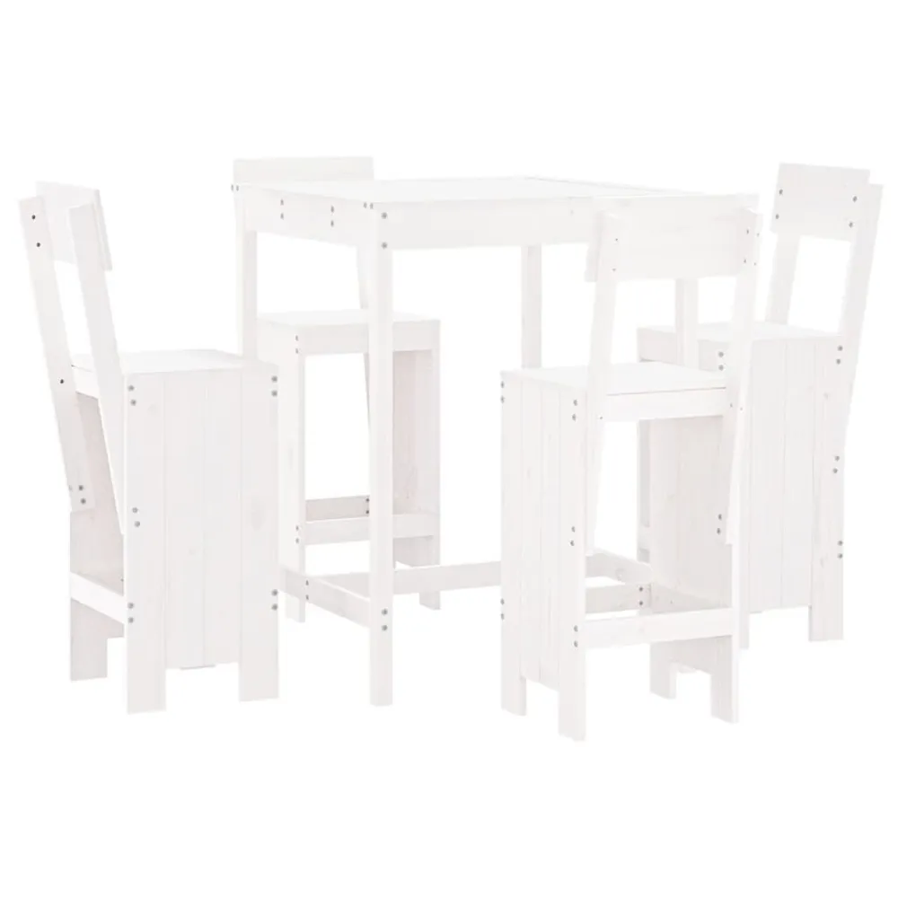 Ensemble de bar de jardin 5 pcs blanc bois massif de pin