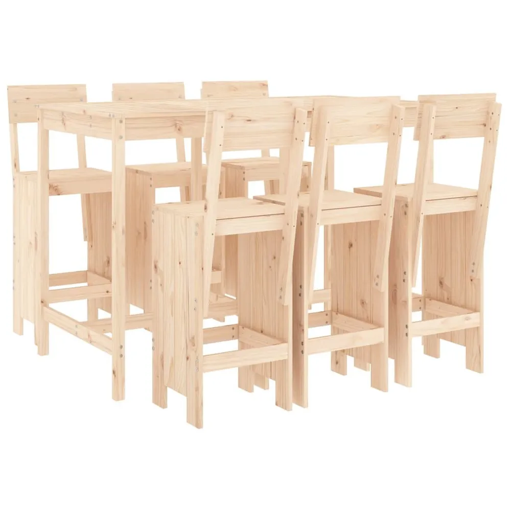 Ensemble de bar de jardin 7 pcs Bois de pin massif