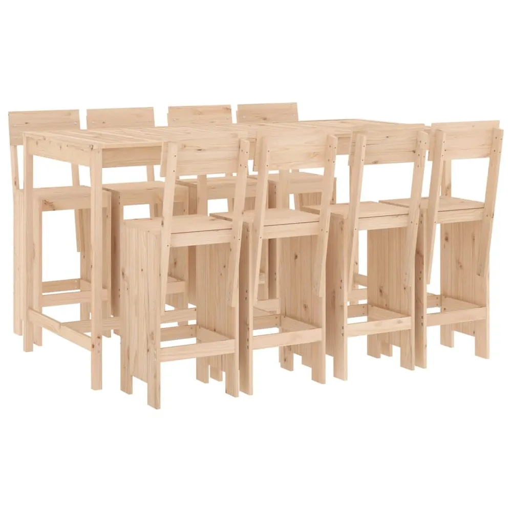 Ensemble de bar de jardin 9 pcs Bois de pin massif