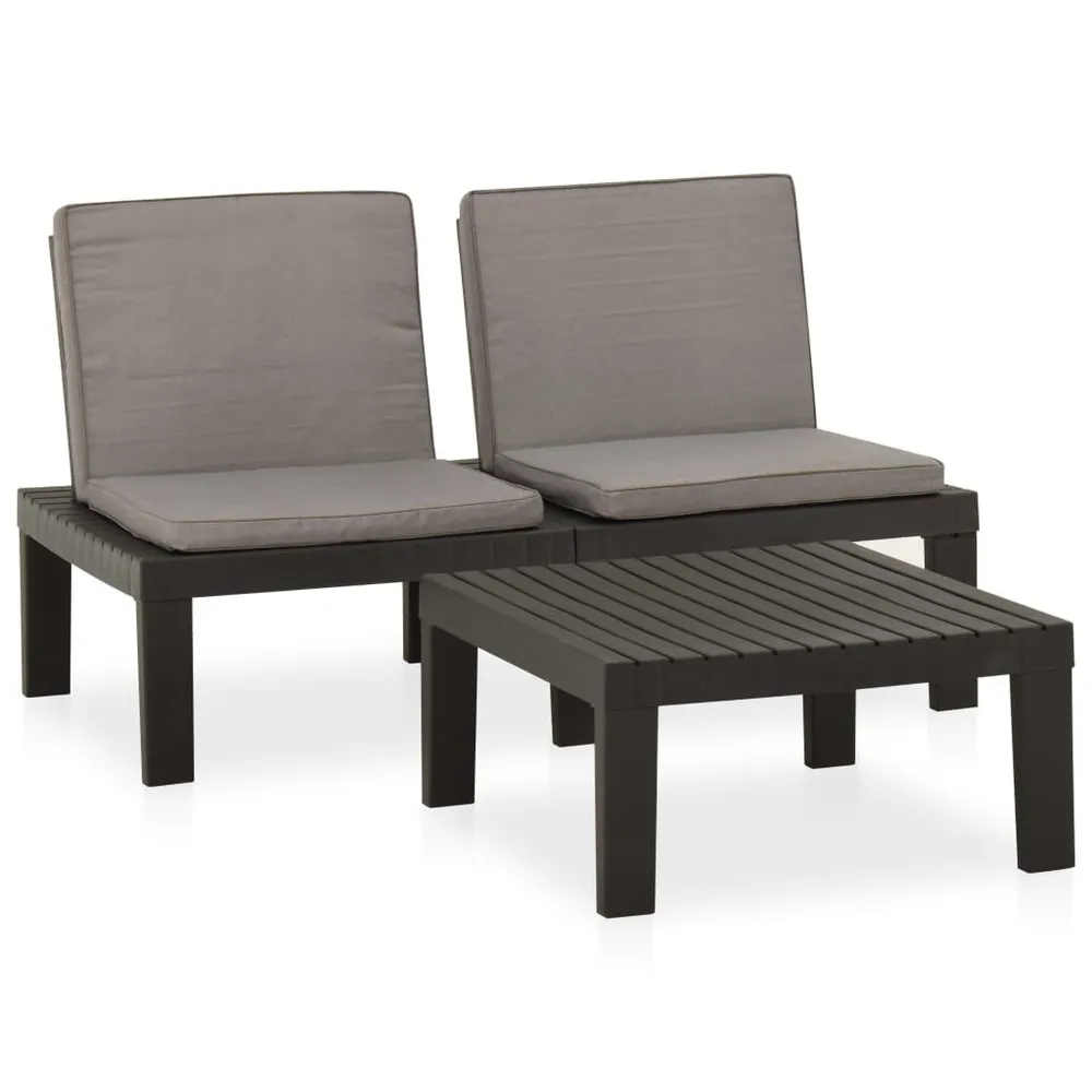 Salon de jardin 2 pcs avec coussins Plastique Gris