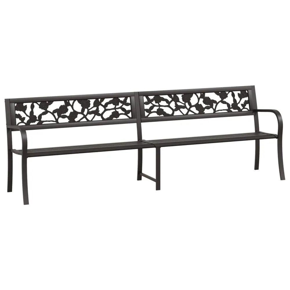 Banc double de jardin 246 cm Noir Acier