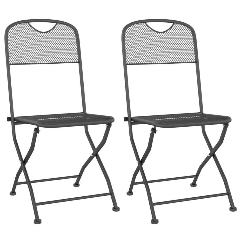 Chaises pliables jardin lot de 2 Maille métallique Anthracite