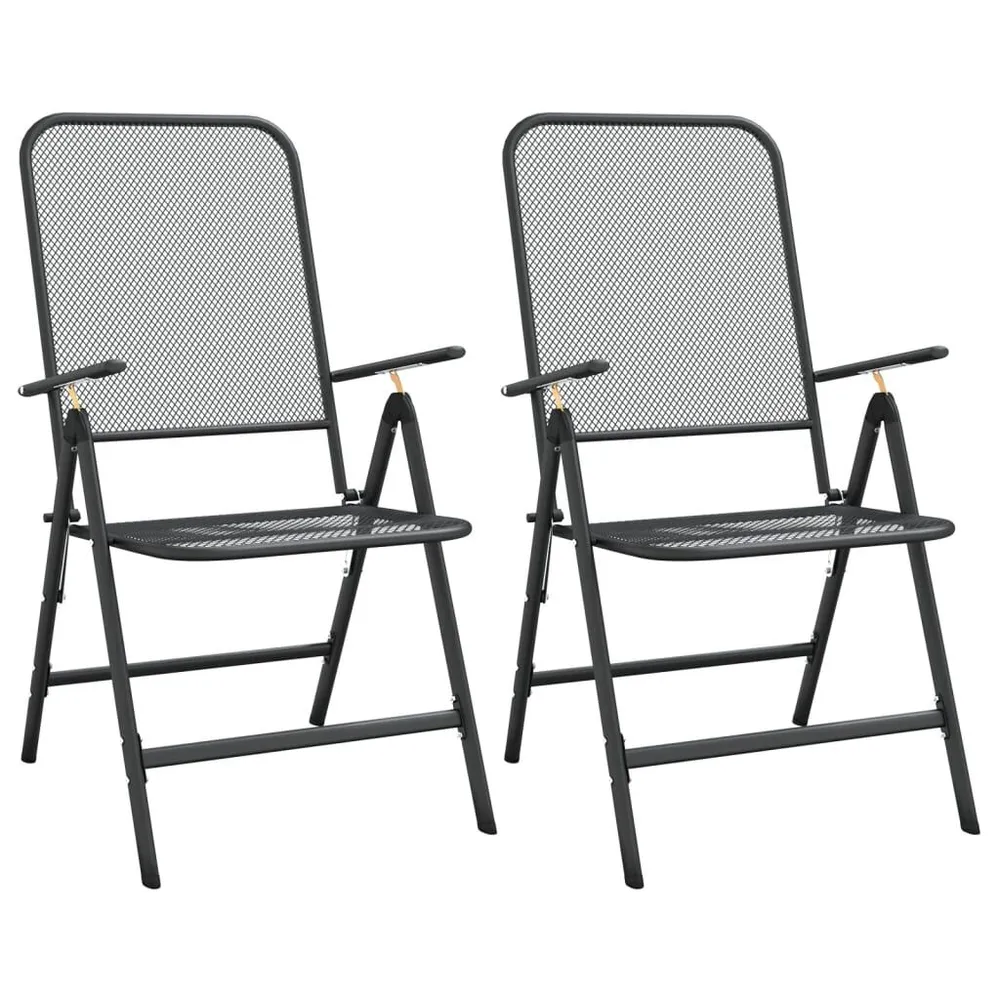 Chaises pliables jardin lot de 2 Maille métallique Anthracite