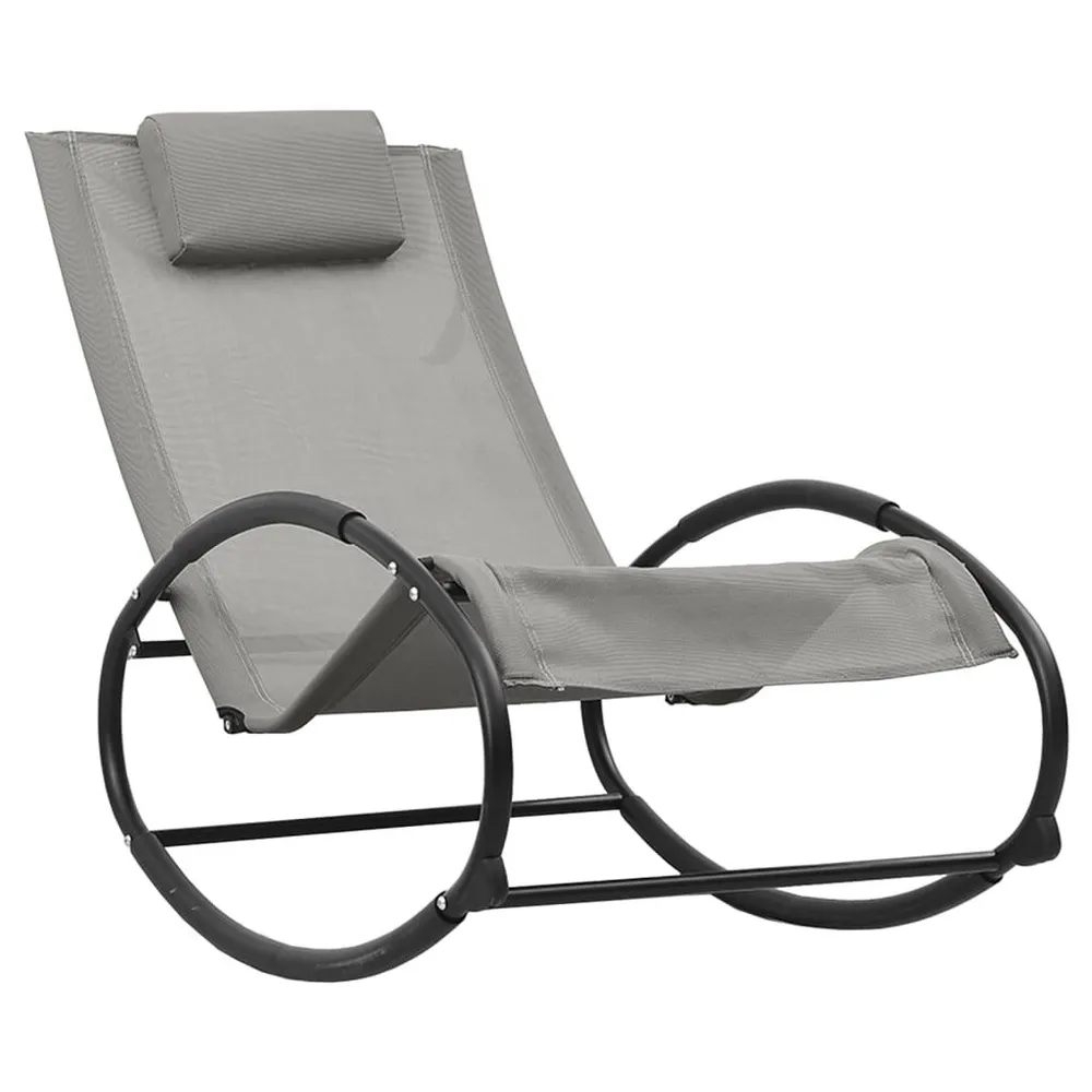 Chaise longue avec oreiller acier et textilène gris