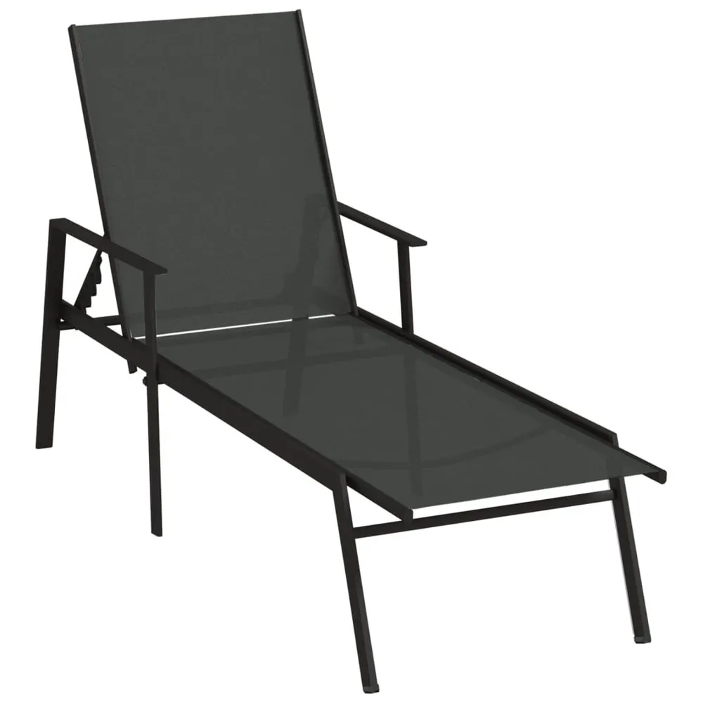 Chaise longue Acier et tissu textilène Noir