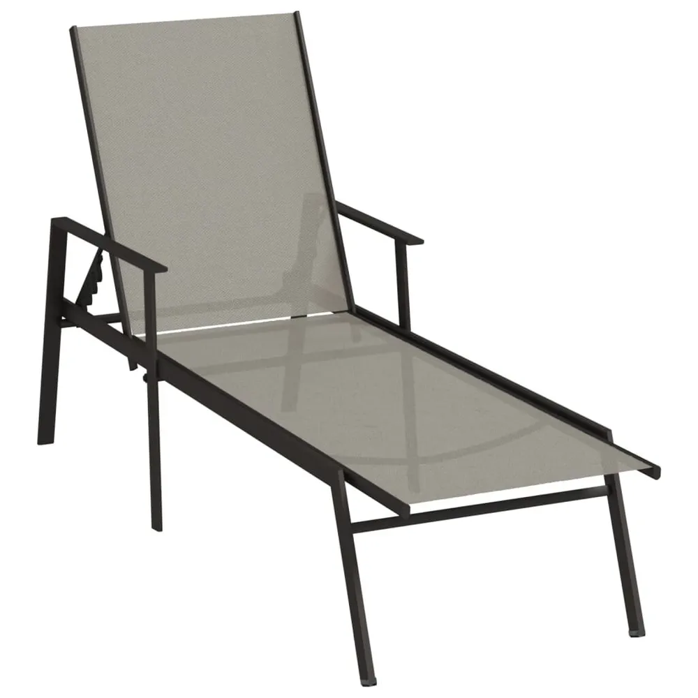 Chaise longue acier et tissu textilène gris