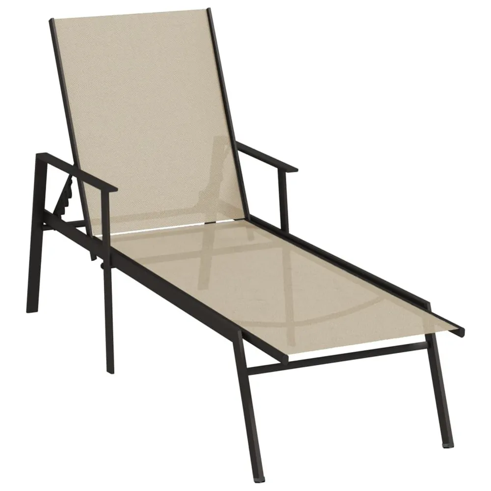 Chaise longue acier et tissu textilène crème