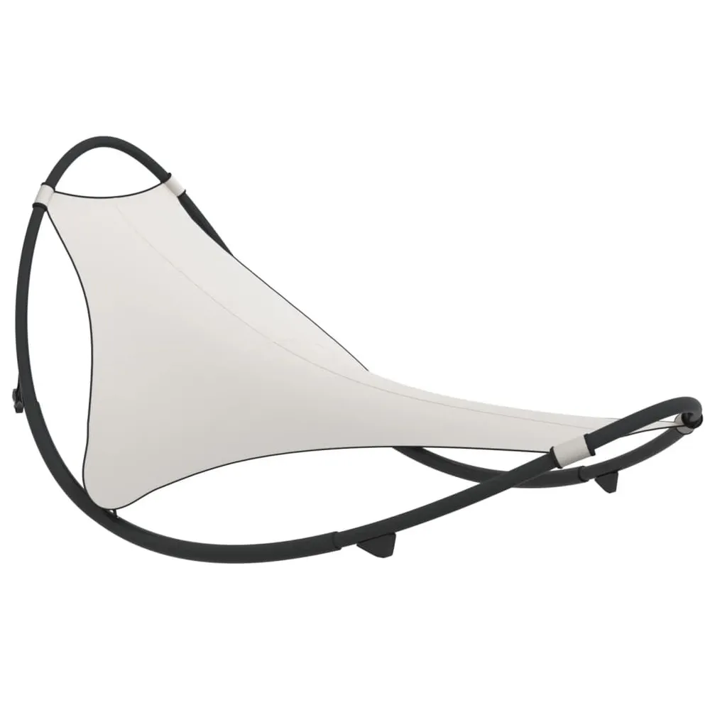 Chaise longue à bascule avec roues Acier et textilène Crème