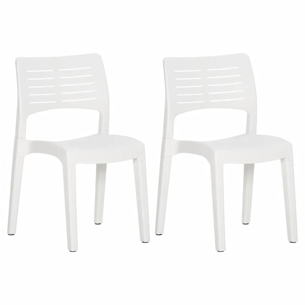 Chaises de jardin lot de 2 Blanc Polypropylène