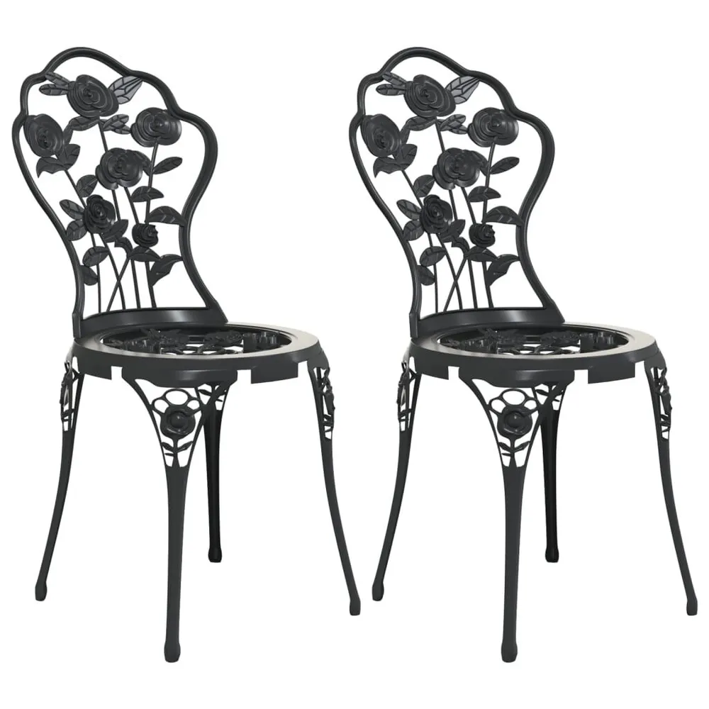 Chaises de bistro lot de 2 Aluminium coulé Noir