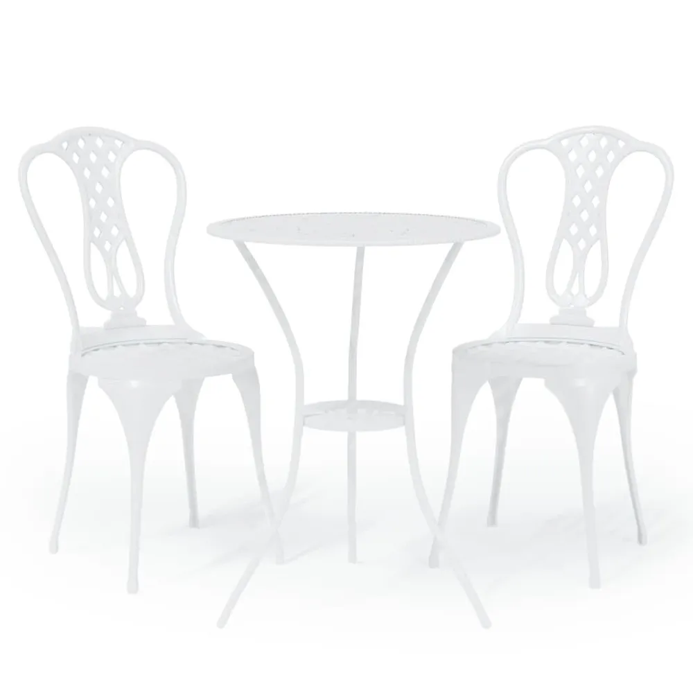 Ensemble de bistro 3 pcs Aluminium coulé Blanc