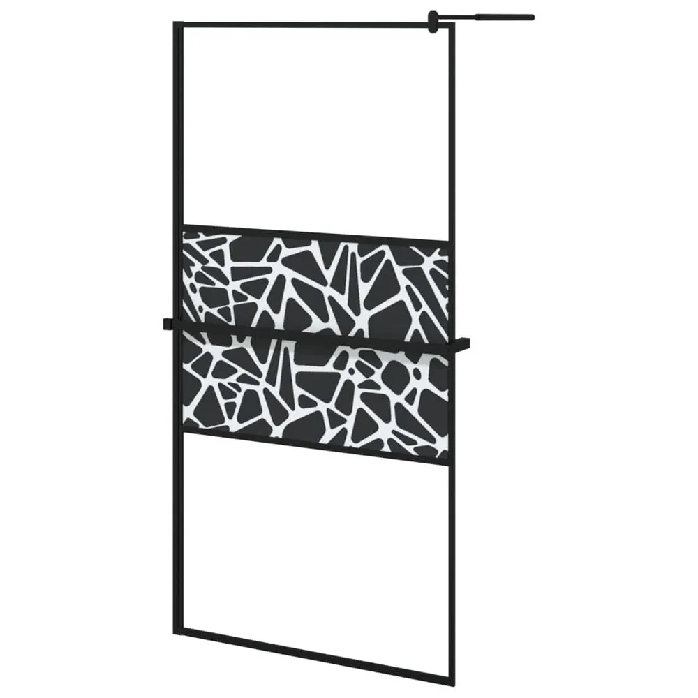 Paroi de douche avec étagère Noir 100x195cm Verre ESG&Aluminium