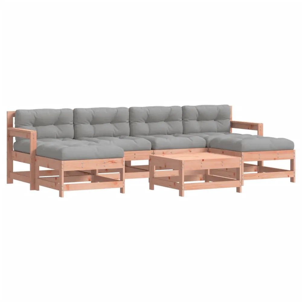 Salon de jardin 7 pcs avec coussins bois massif douglas