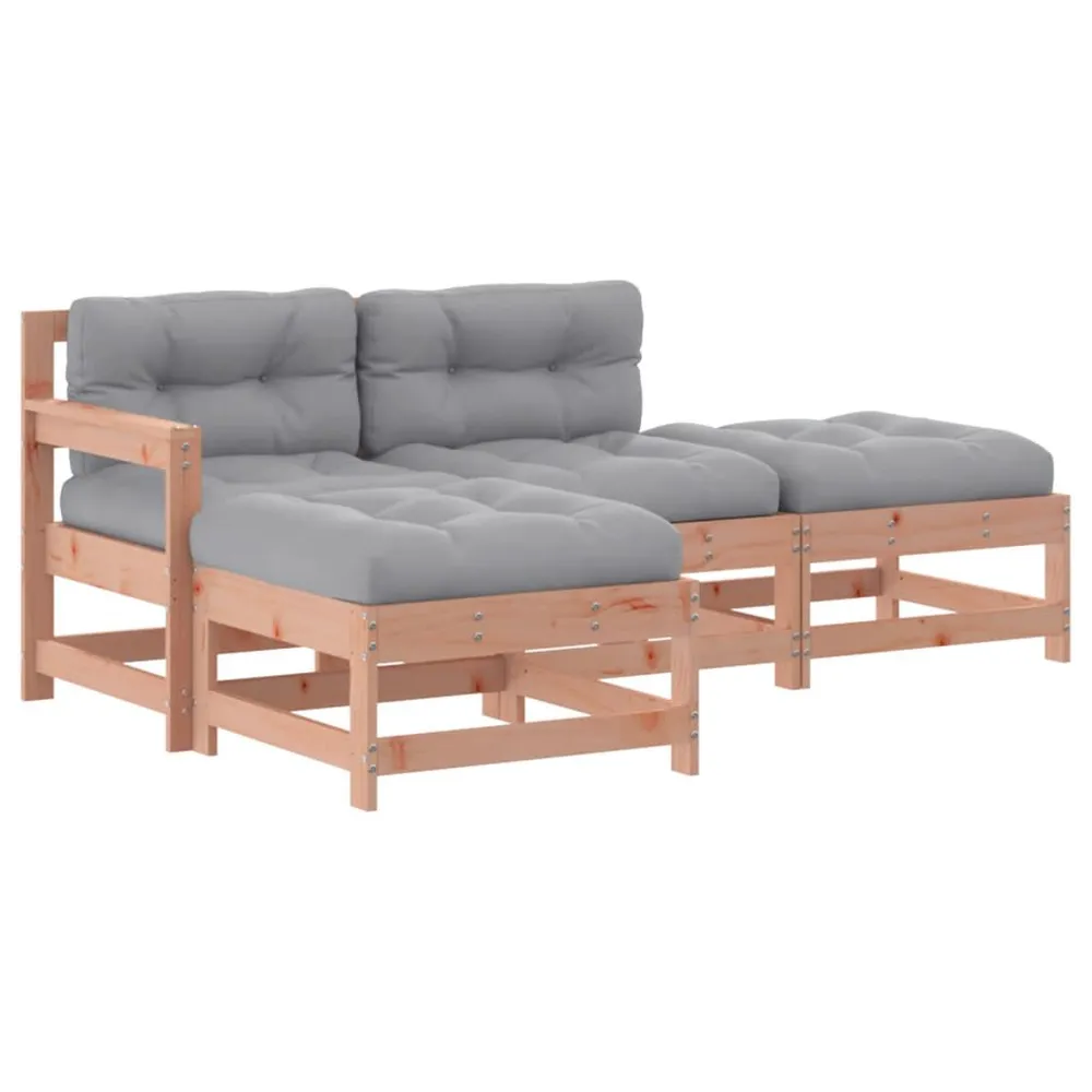 Salon de jardin 4 pcs avec coussins bois massif douglas