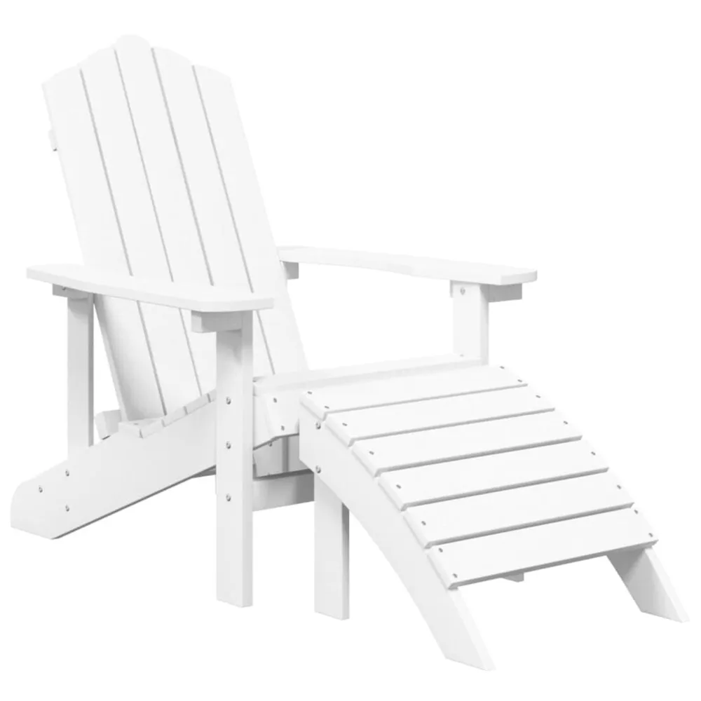 Chaise de jardin Adirondack avec repose-pied PEHD Blanc