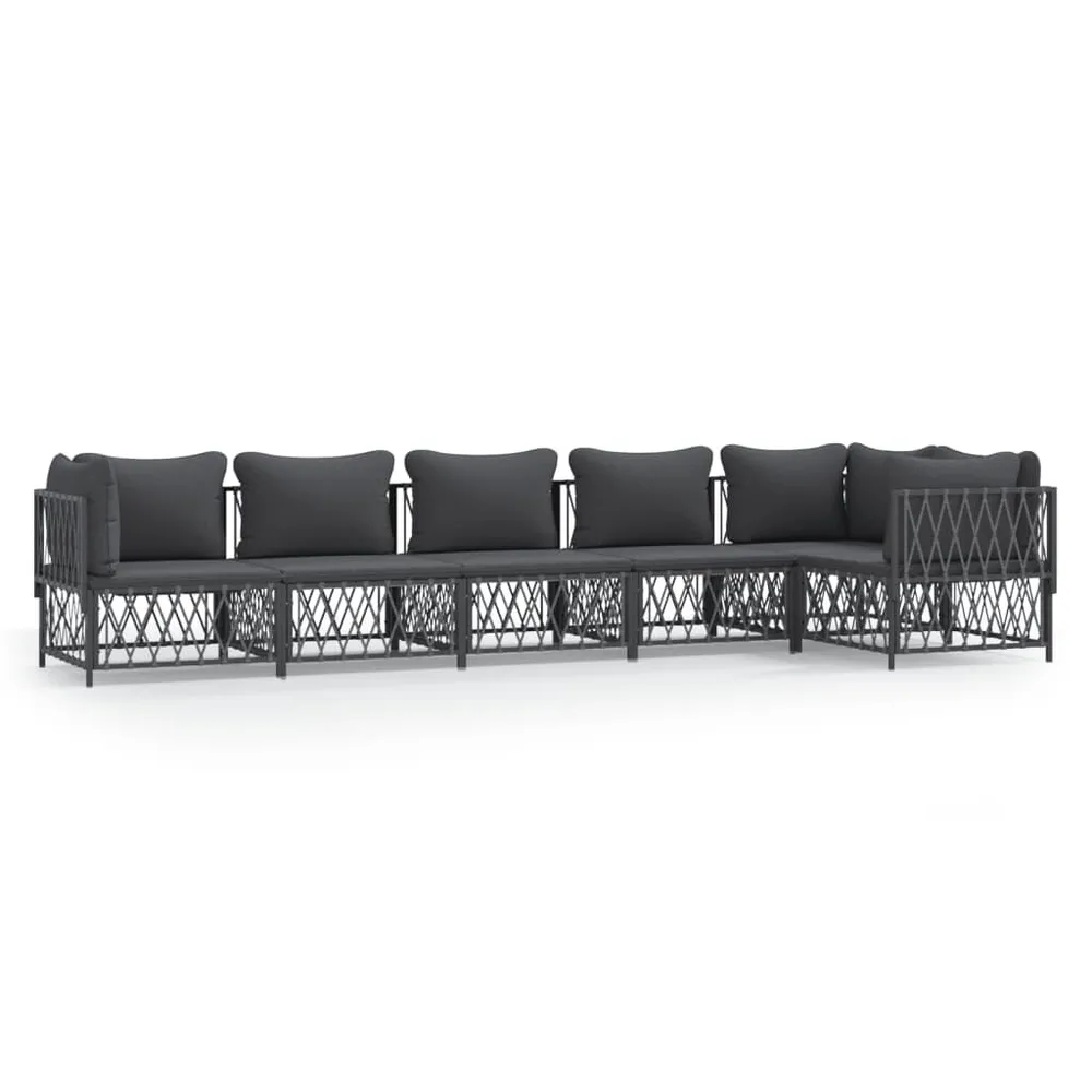 Salon de jardin avec coussins 6 pcs anthracite acier