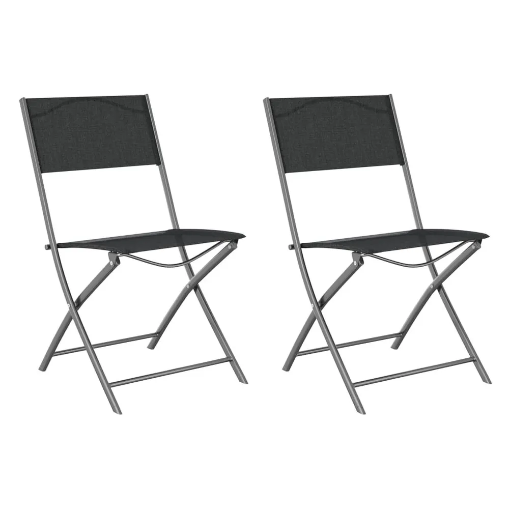 Chaises d'extérieur pliables lot de 2 Noir Acier et textilène