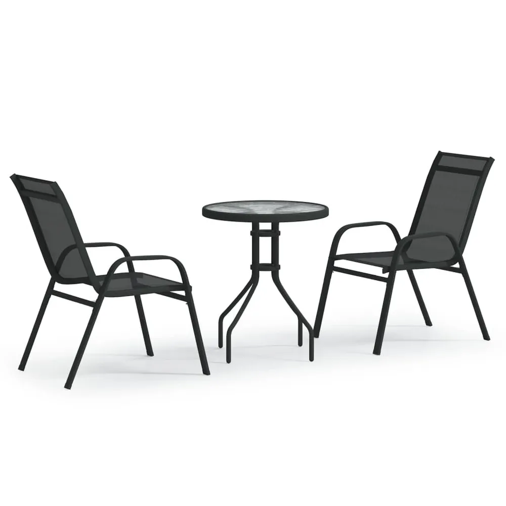 Ensemble de bistro de jardin 3 pcs Noir