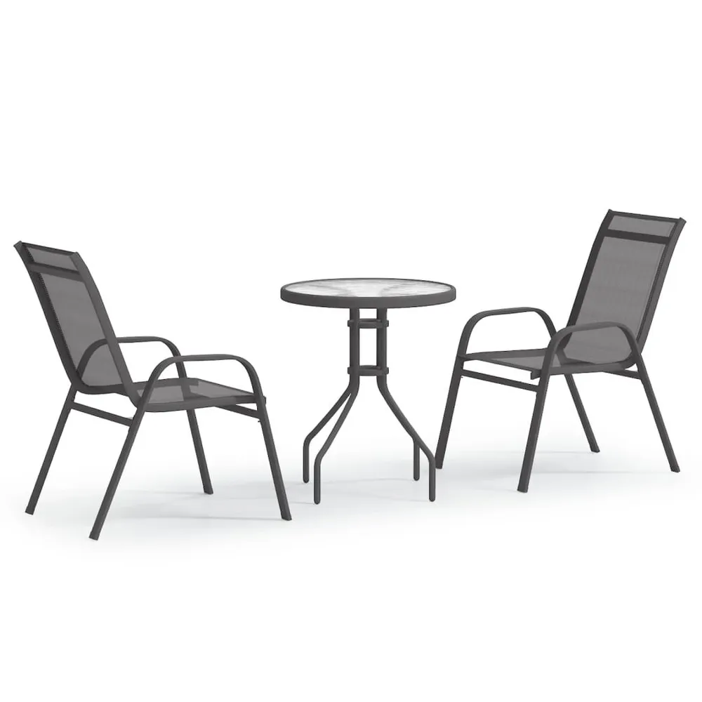 Ensemble de bistro de jardin 3 pcs Gris