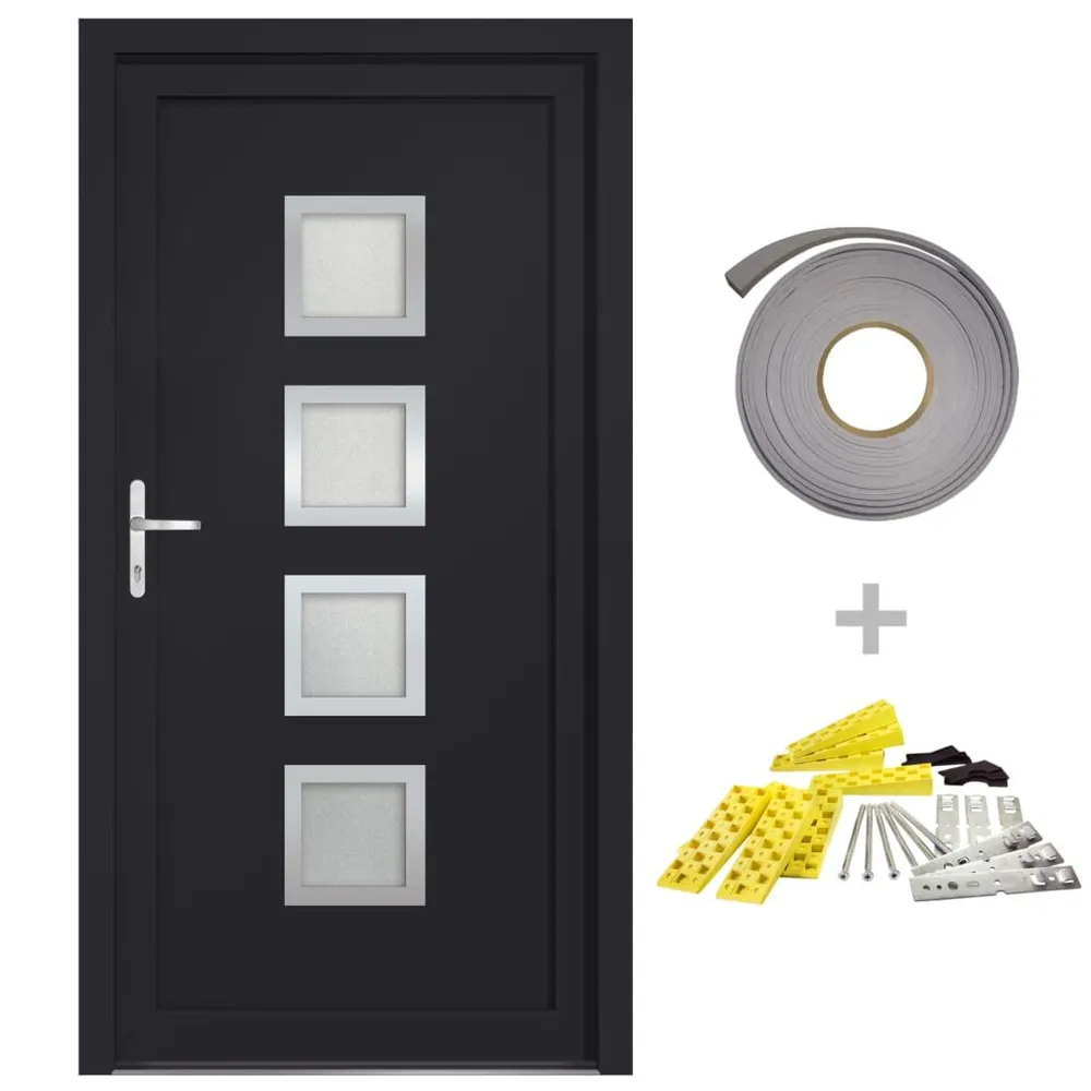 Porte d'entrée anthracite 88x200 cm PVC