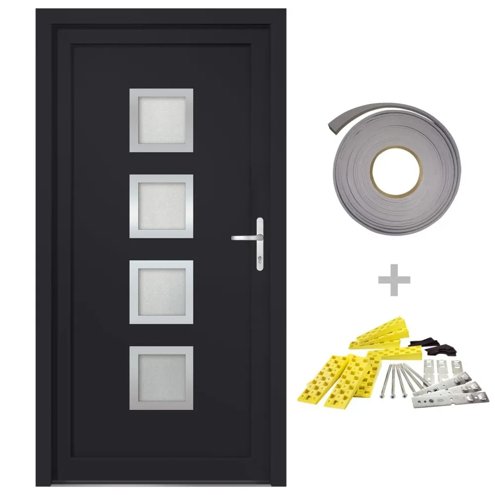 Porte d'entrée anthracite 88x200 cm PVC