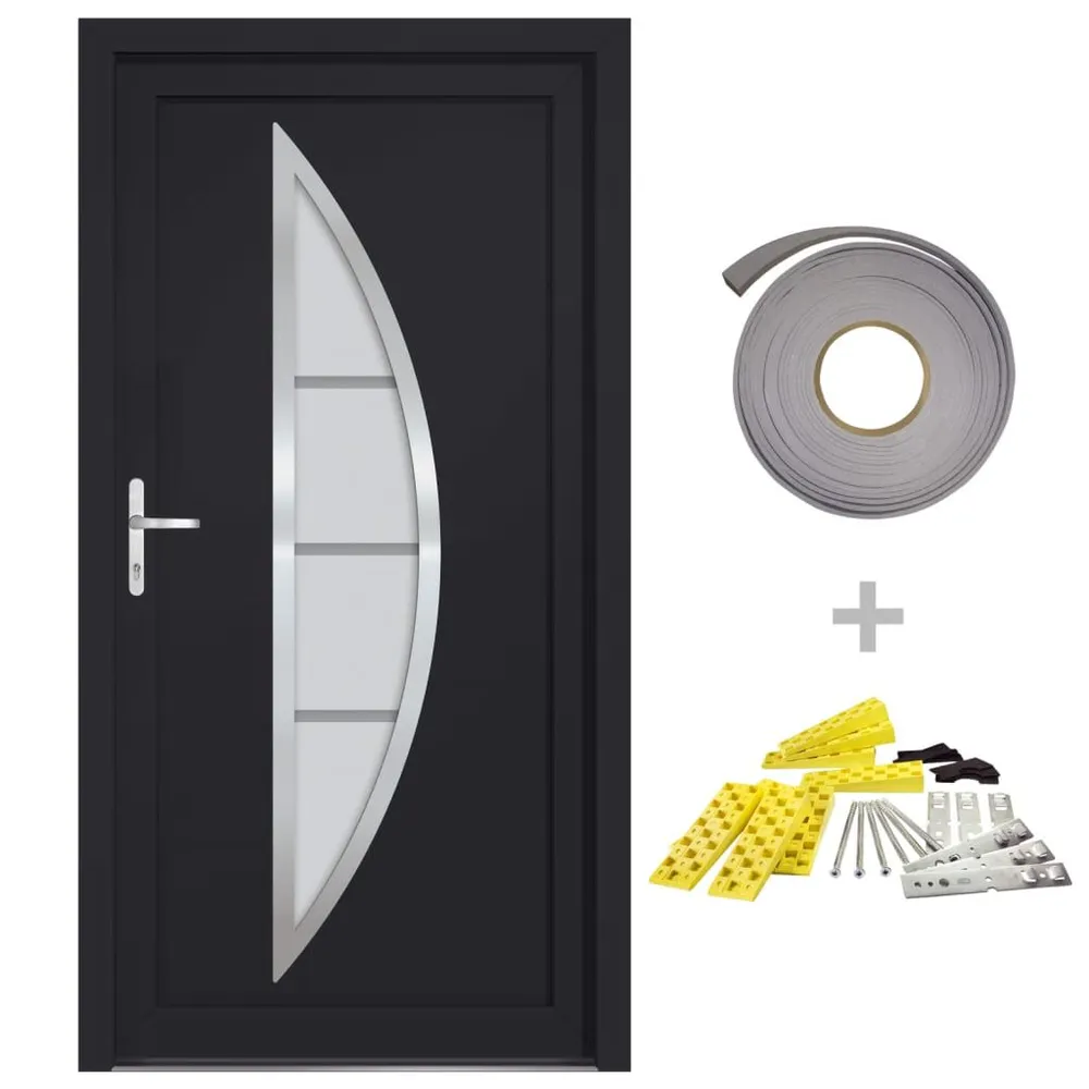 Porte d'entrée anthracite 88x200 cm PVC