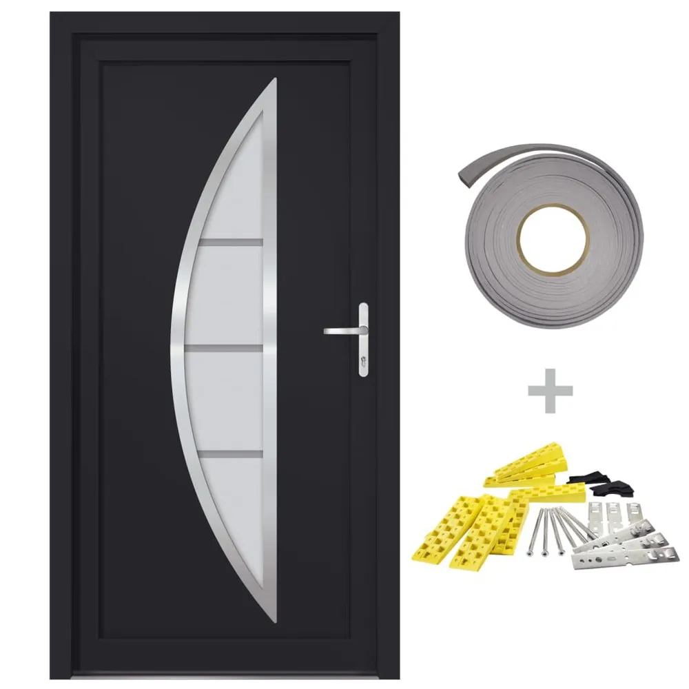 Porte d'entrée anthracite 88x200 cm PVC