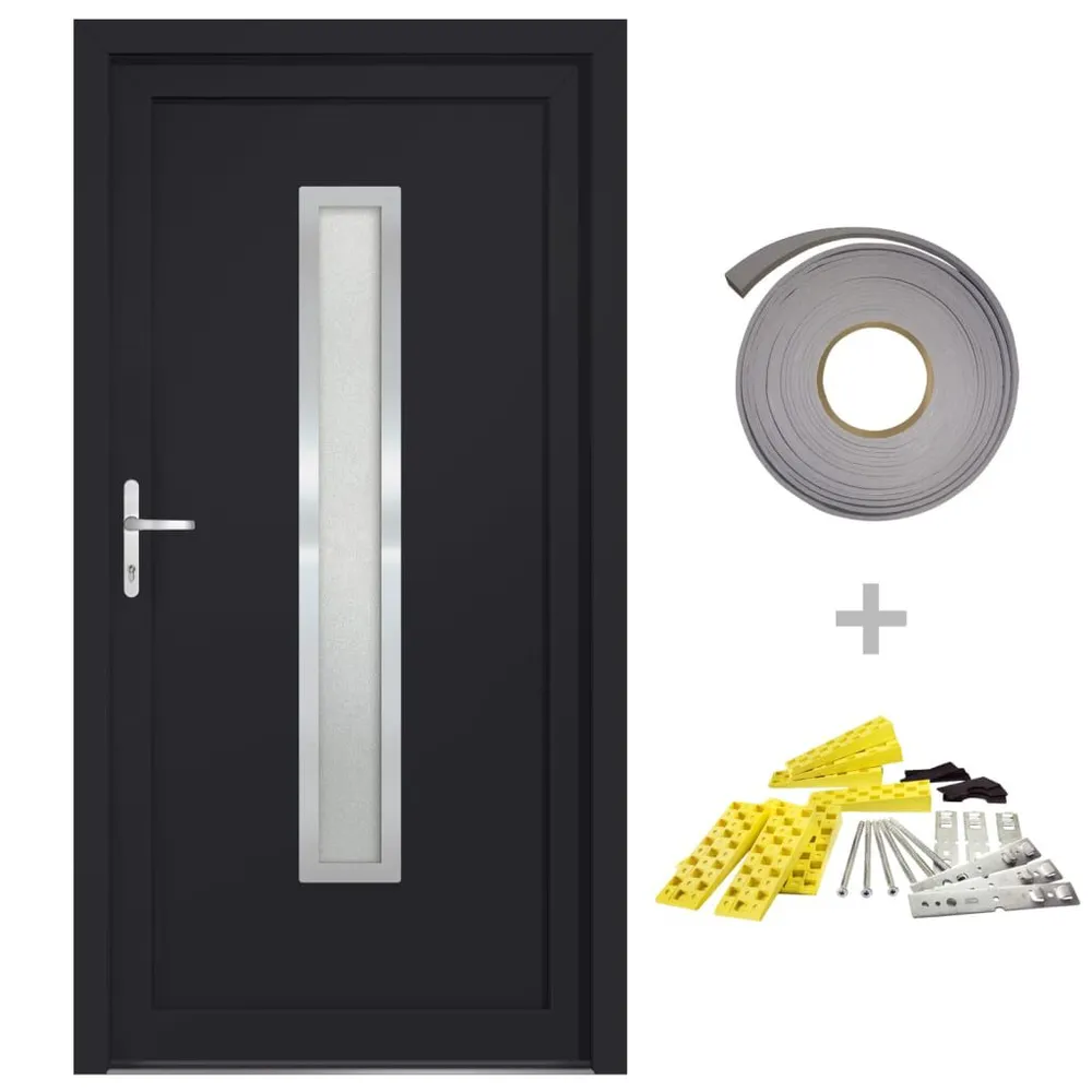 Porte d'entrée anthracite 88x200 cm PVC