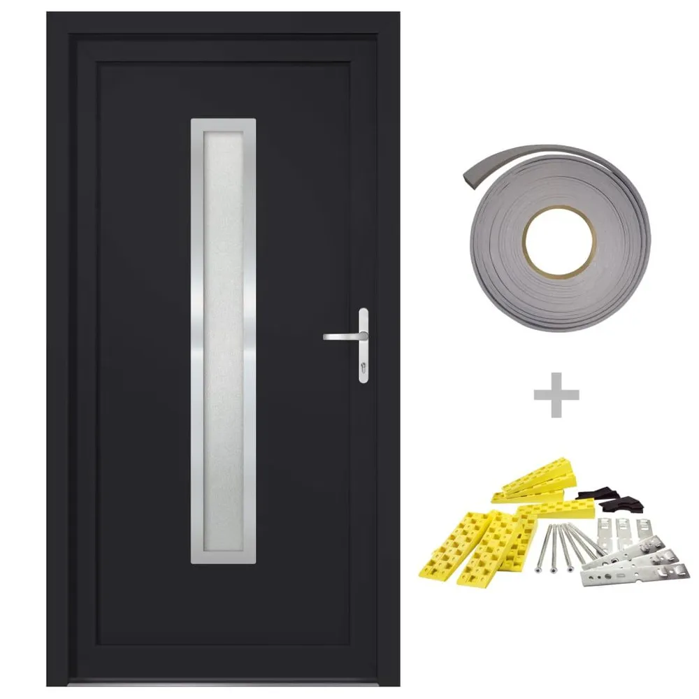 Porte d'entrée anthracite 88x200 cm PVC