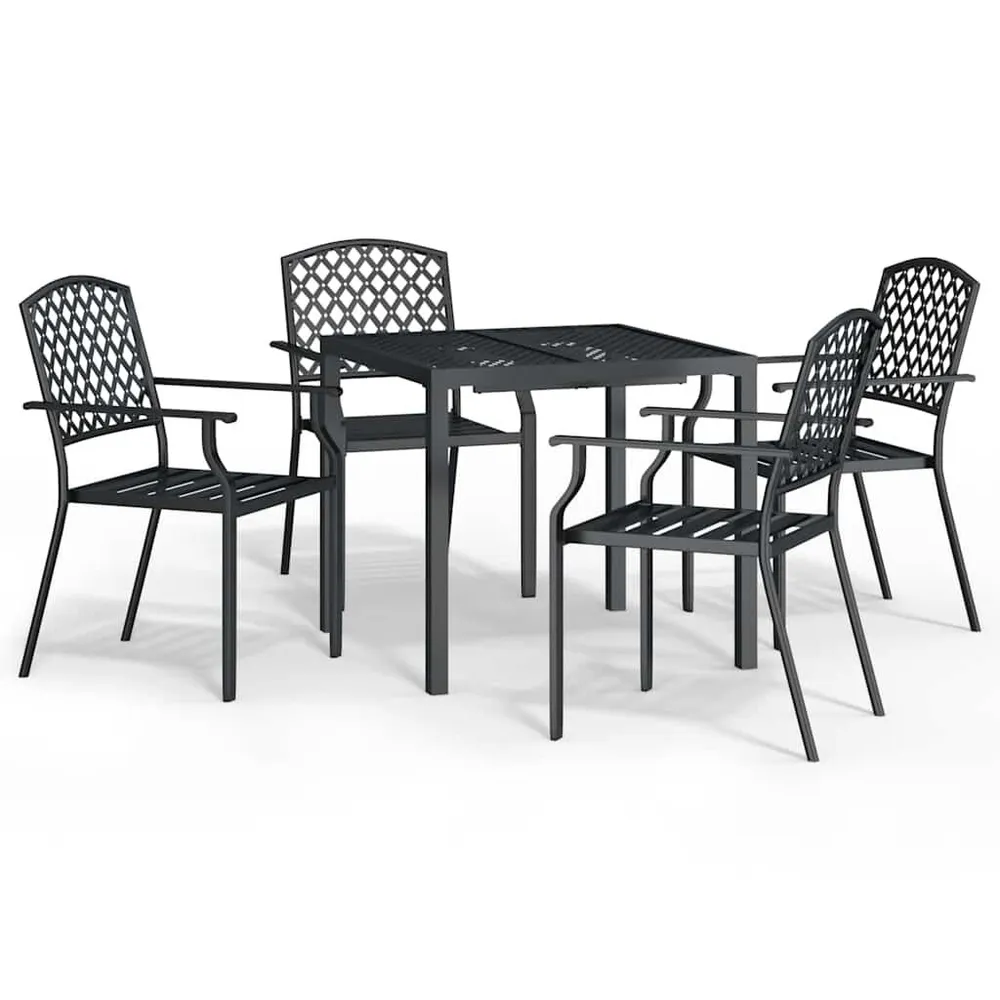 Ensemble à manger de jardin 5 pcs anthracite acier