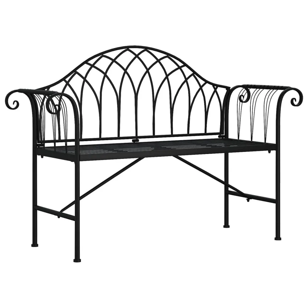 Banc de jardin 2 places 128 cm Noir Acier