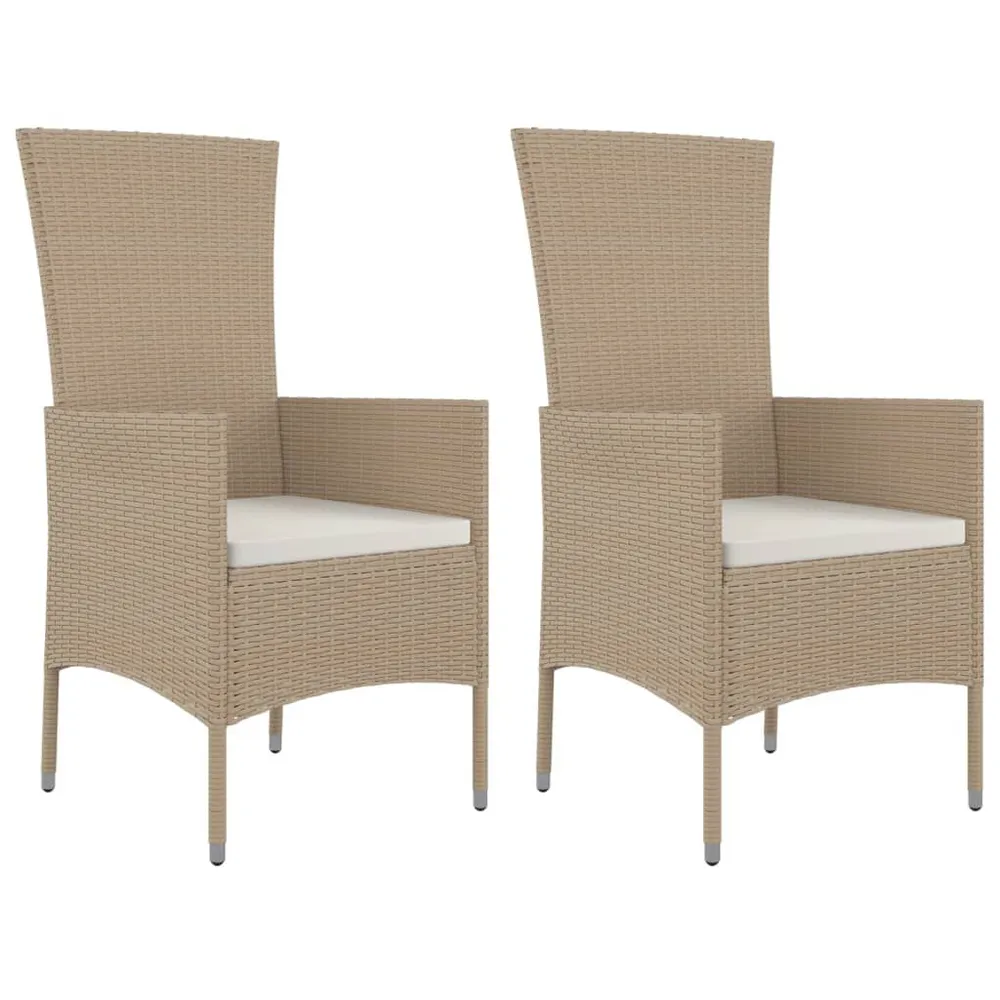 Chaises de jardin avec coussins lot de 2 Résine tressée Beige