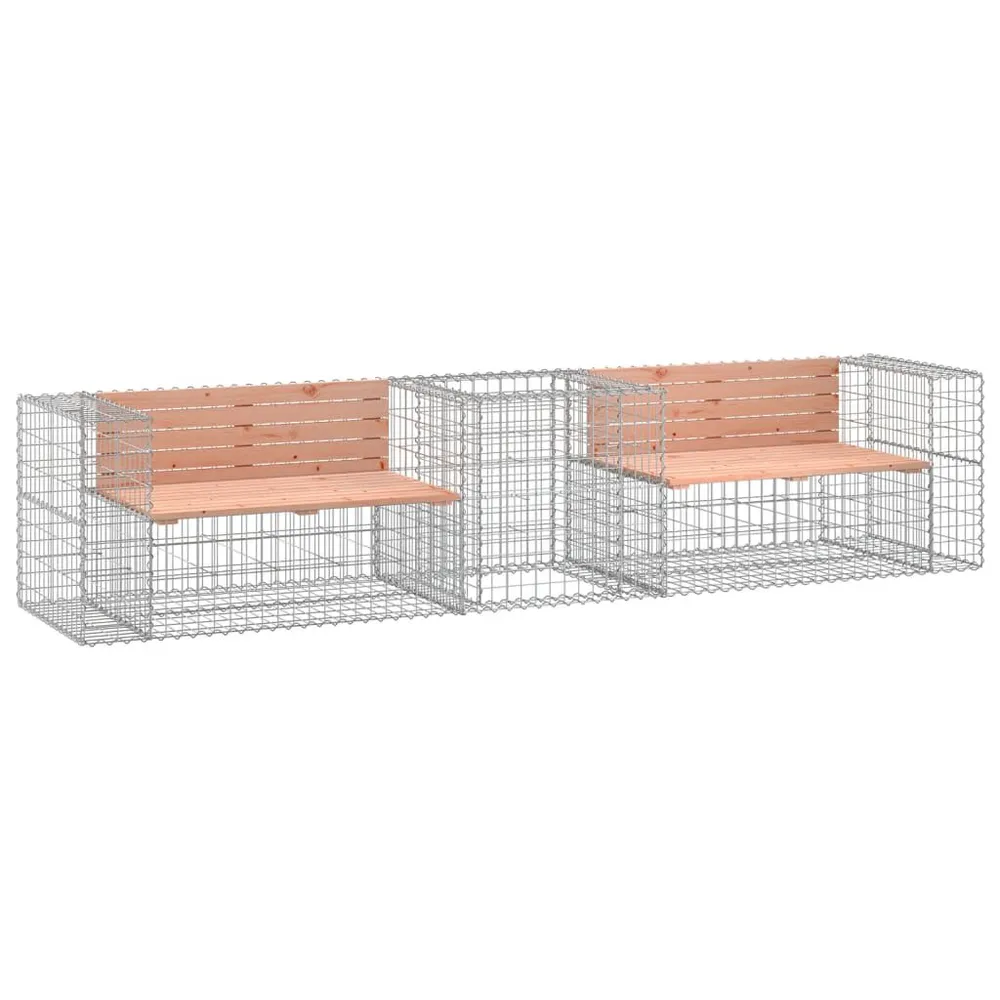 Banc de jardin avec panier en gabion bois massif de douglas