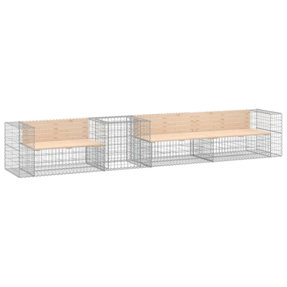 Banc de jardin avec panier en gabion bois massif de pin