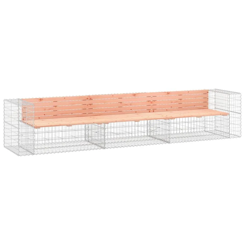 Banc jardin design gabion 347x71x65,5 cm bois massif de douglas