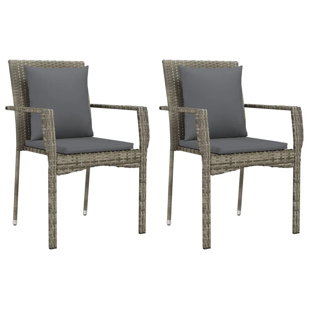 Chaises de jardin avec coussins lot de 2 Résine tressée Gris