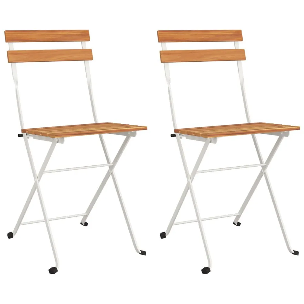 Chaises de bistrot pliantes lot de 2 Bois d'acacia solide acier