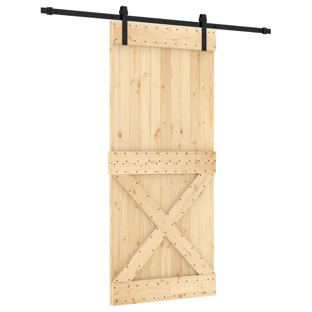 Porte coulissante et kit de quincaillerie 90x210 cm pin massif