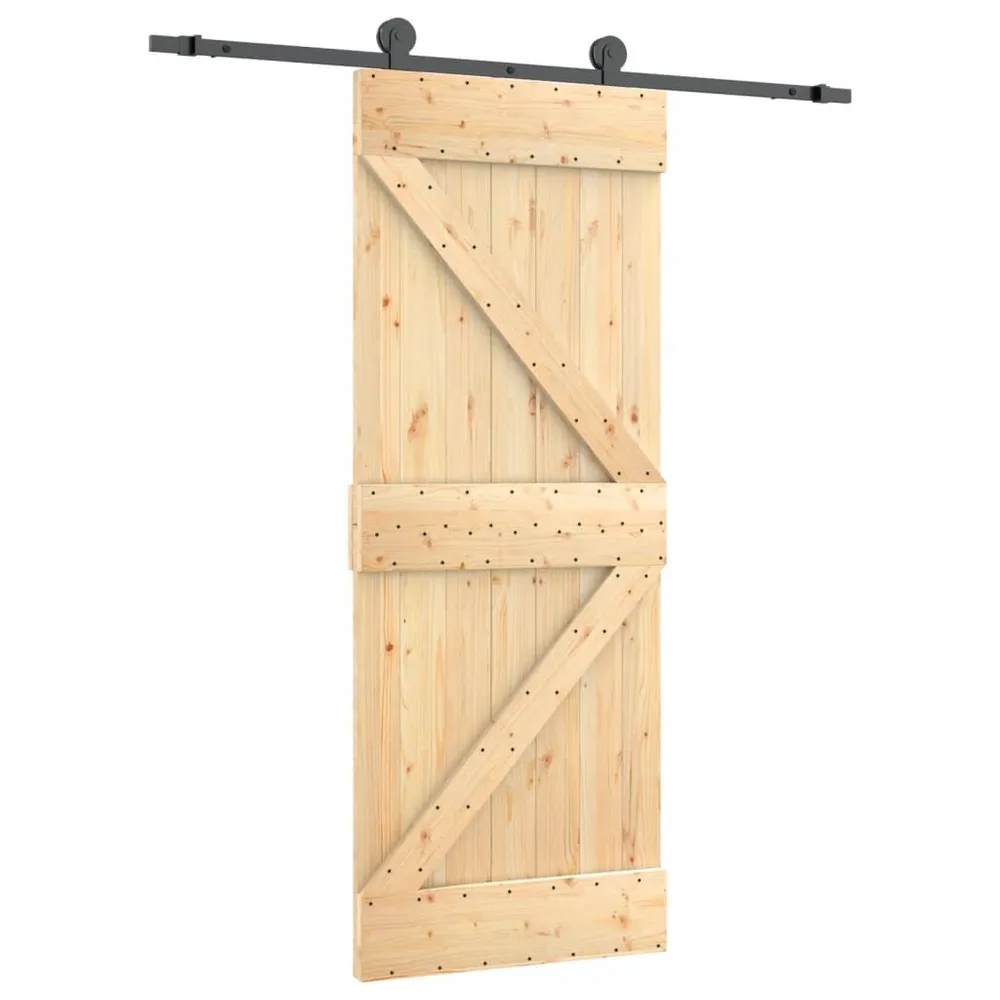 Porte coulissante et kit de quincaillerie 85x210 cm pin massif